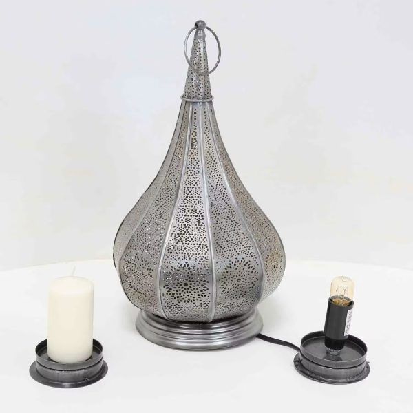 Keleti ezüst asztali lámpa és mécsestartó MANZARA 40 x 20 cm