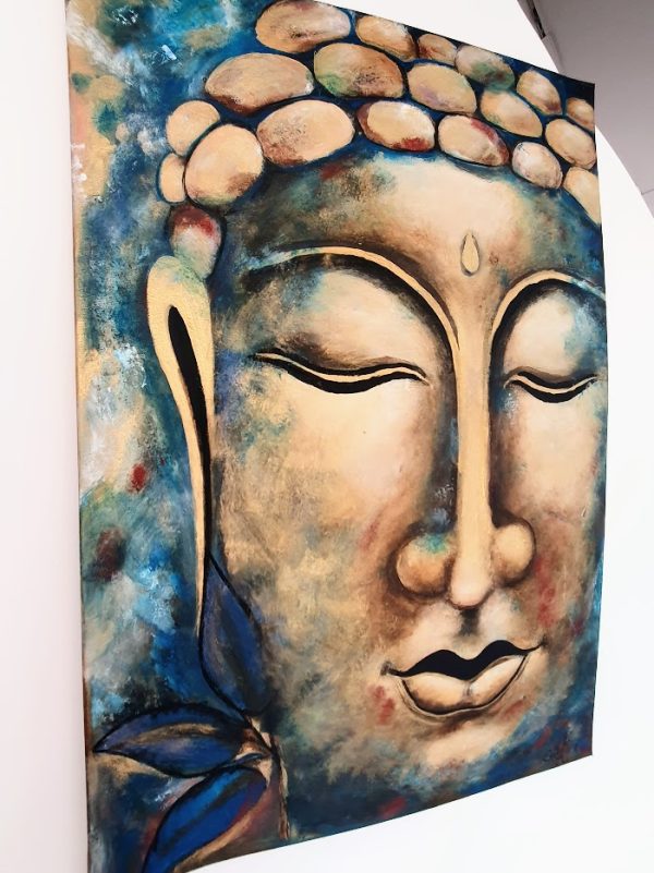 Gyógyító kék Buddha akrilfestmény 70 x 50 cm