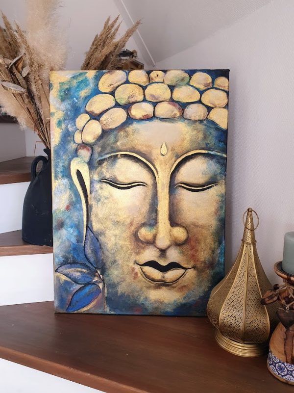 Gyógyító kék Buddha akrilfestmény 70 x 50 cm