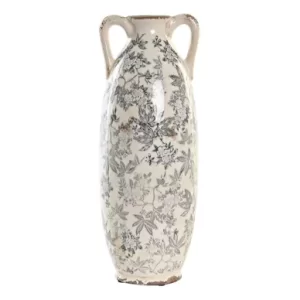 Vintage porcelán antikolt váza 13 x 13 x 35 cm GREY LEAVES