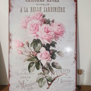 Antikolt rózsás fém tábla 20 x 30 cm VINTAGE ROSE